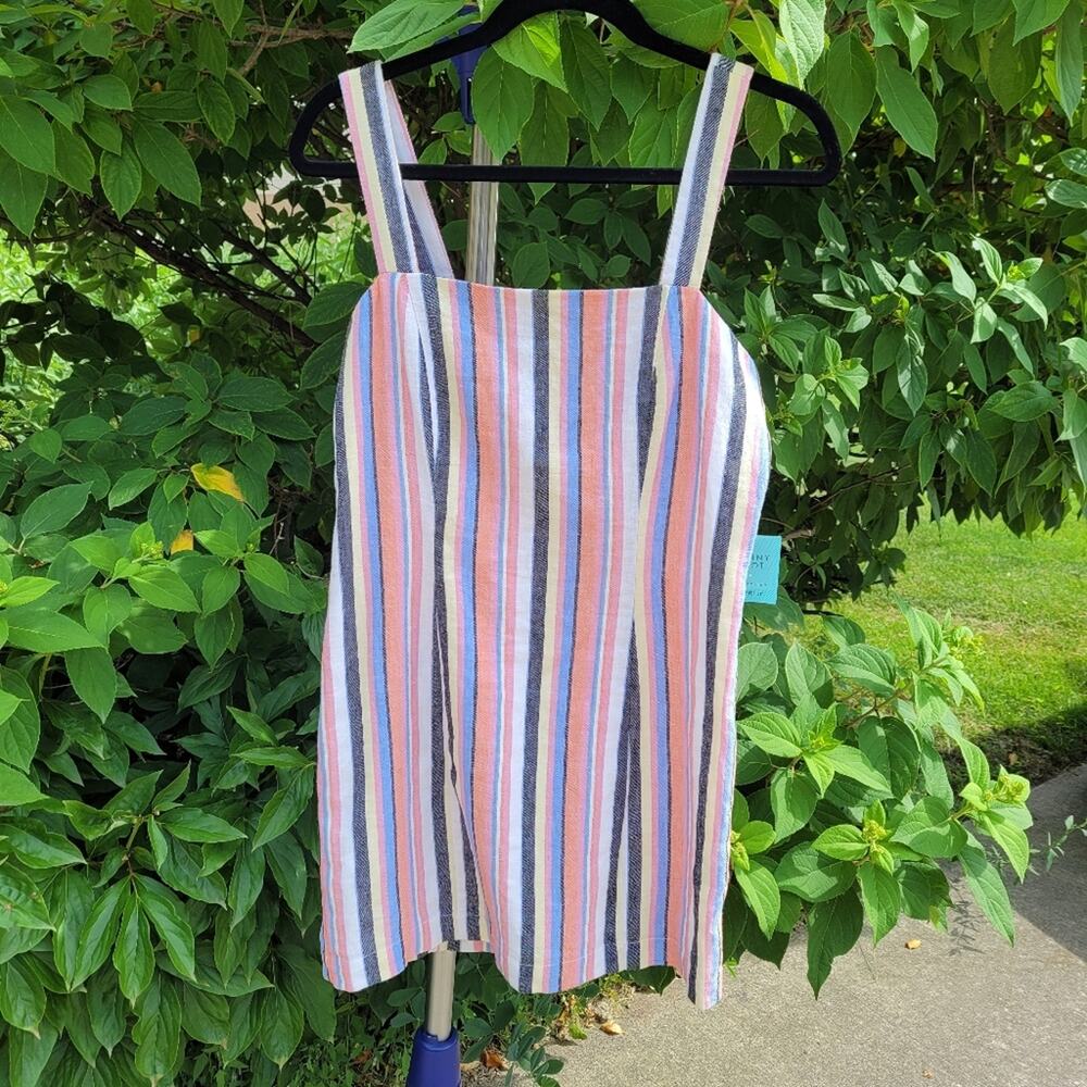 NWT Forever 21 Sunny Spot Linen Blend Striped Sundress size Large